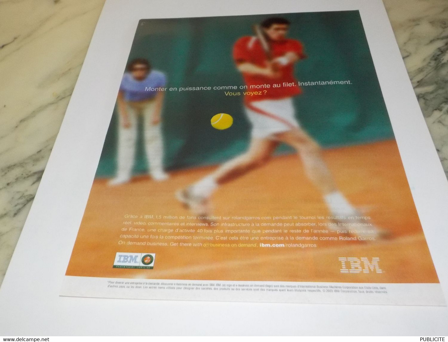 ANCIENNE  PUBLICITE ROLAND GARROS ET IBM 2003 - Andere & Zonder Classificatie