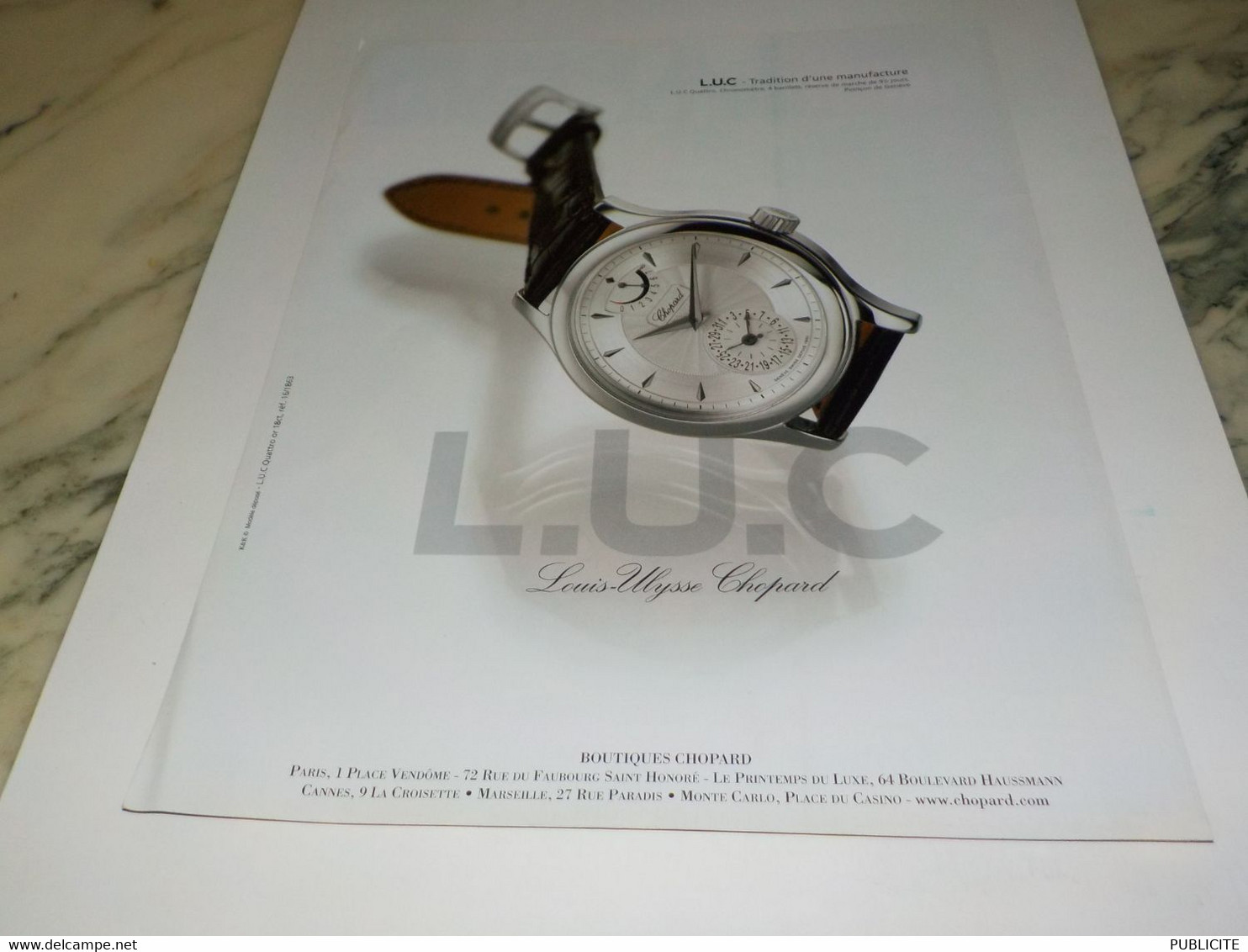 ANCIENNE PUBLICITE L U C QUATTRO   MONTRE  CHOPARD 2003 - Autres & Non Classés