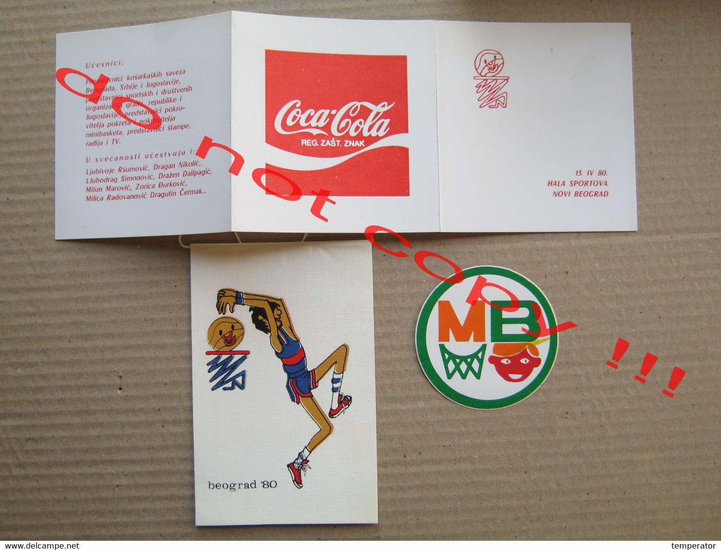 LOT Beograd '80 MB / Mini Basket - Organisers: Košarkaški Savez Jugoslavije - SLOVIN - Slovenijavino - " COCA COLA " ... - Bekleidung, Souvenirs Und Sonstige