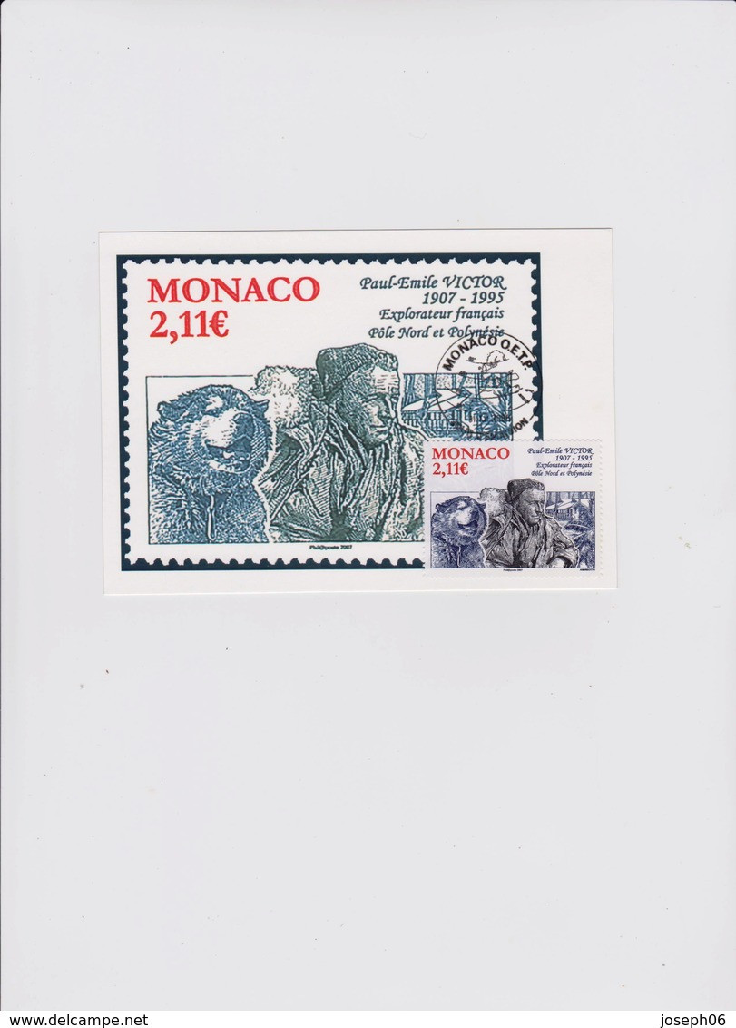 MONACO    2007  Carte Postale  Y.T. N° Paul-Emile Victor  Oblitéré - Oblitérés