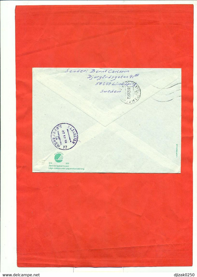 Sweden 1995. The Envelope Passed Through The Mail. Airmail. - Briefe U. Dokumente