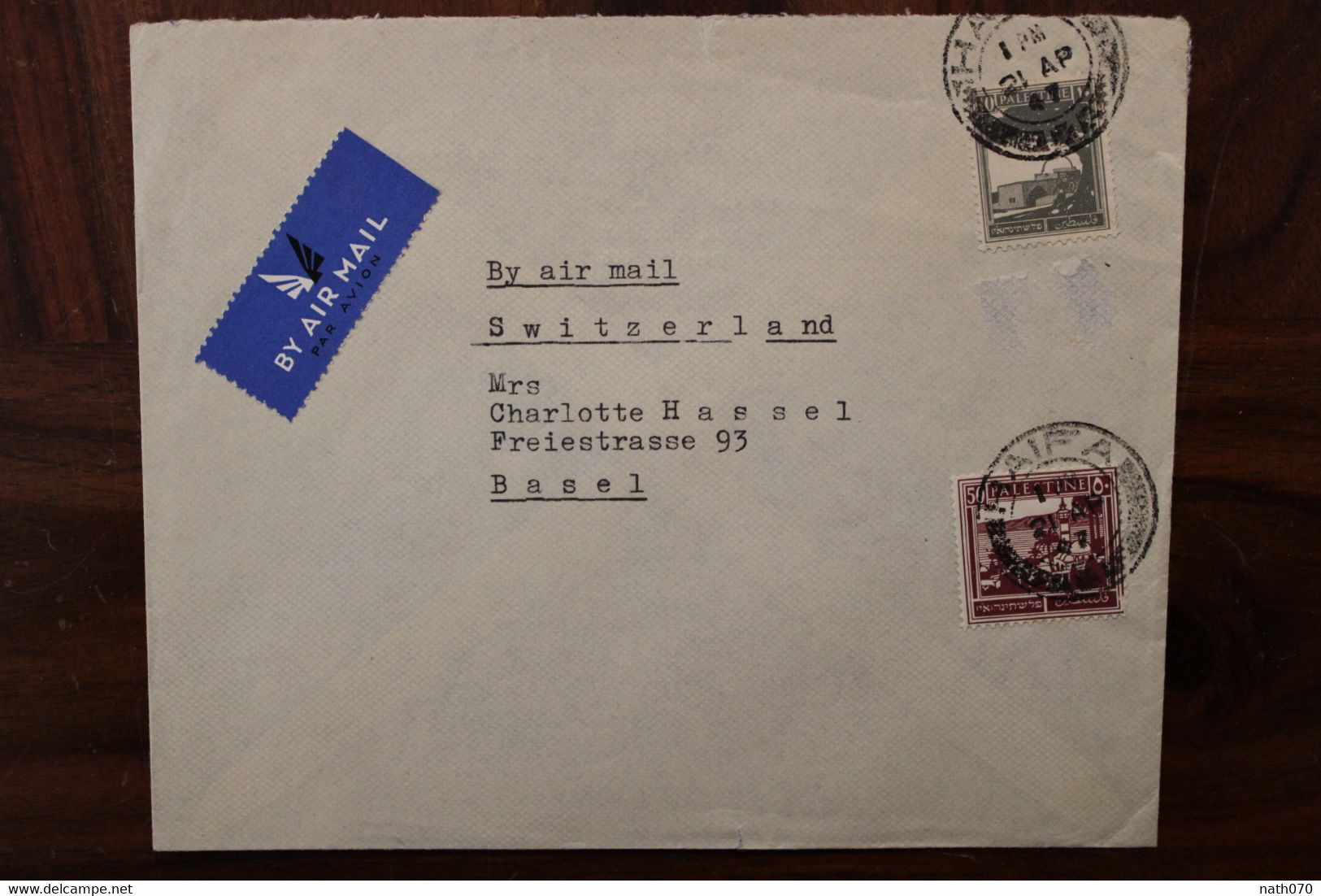 1947 LEVANT Haifa UK GB Empire Switzerland Suisse Schweiz Cover Palestine Palästina Israel  Air Mail Par Avion - Palestine