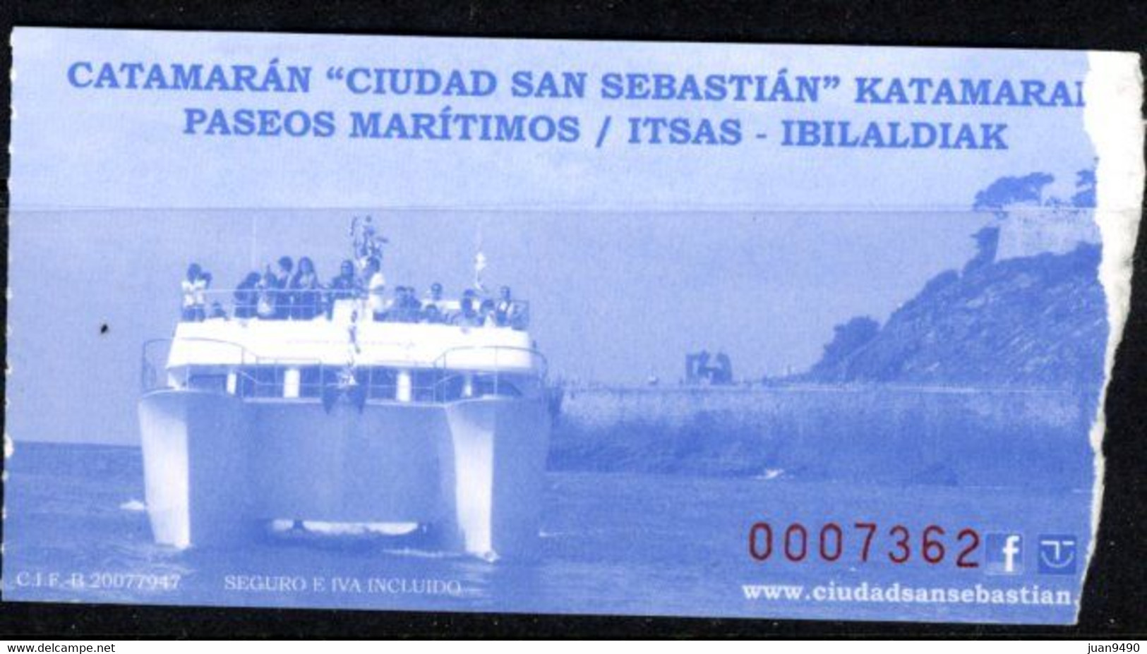 BILLETE DE CATAMARAN 'CIUDAD DE SAN SEBASTIAN' / ITSAS - IBILALDIAK / ESPAÑA // (TD-S2) - Europe