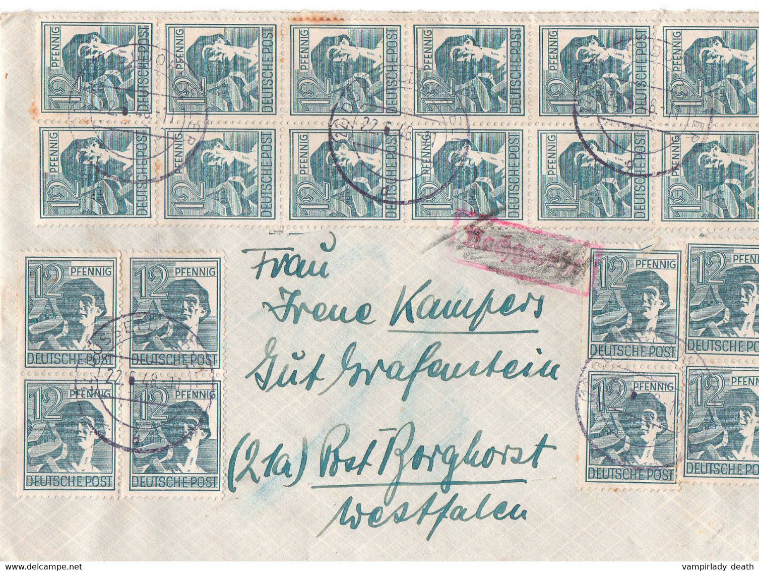 Brief, Düsseldorf, ,MeF, Nachgebühr, Gel. 1948, Nach Post Borghorst /Westfalen - Other & Unclassified