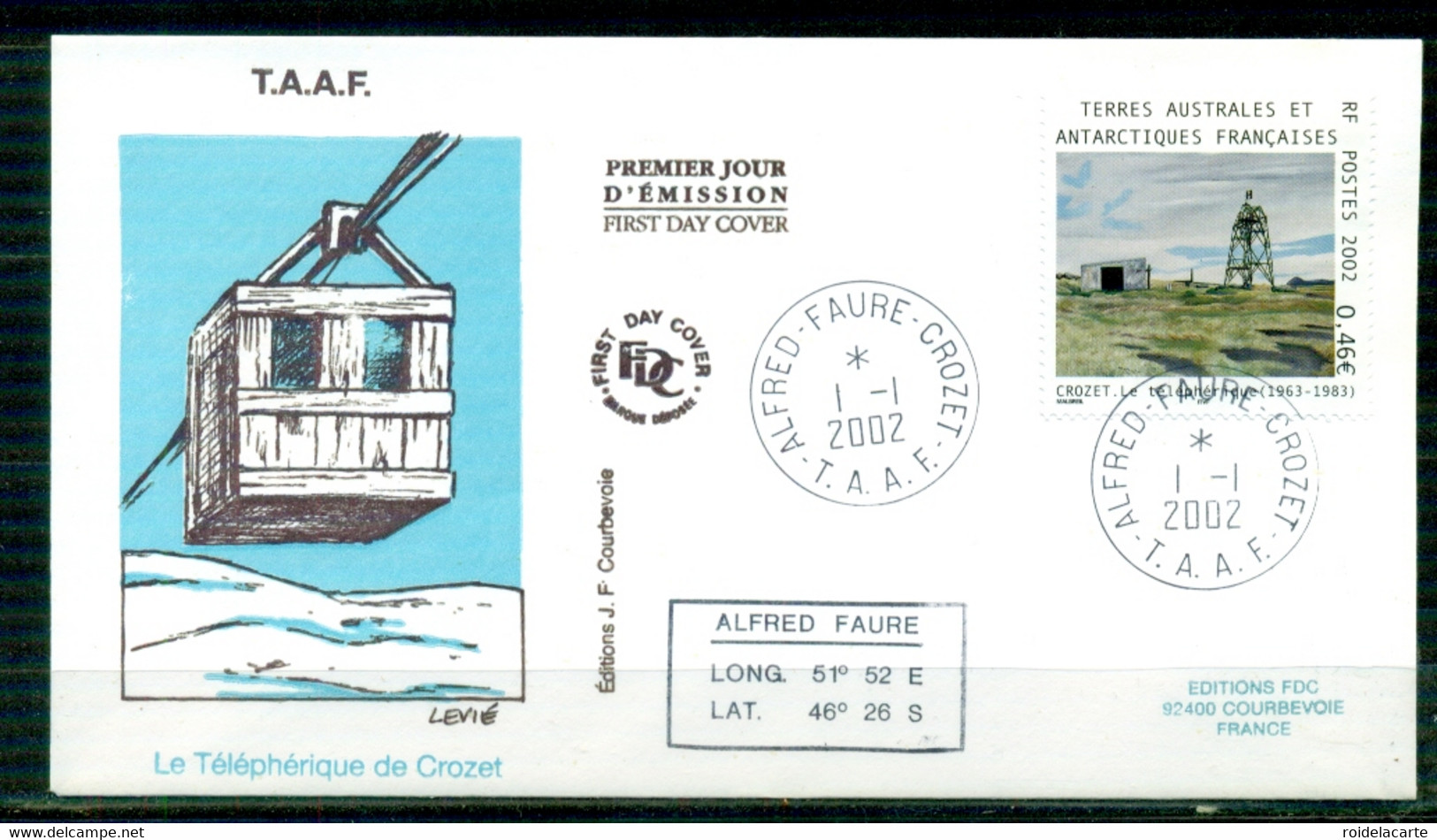 FDC-Carte Maximum Card #TAAF-FSAT 2002 (N°Yv. 329 )Téléphérique De Crozet-cable Car-Seilbahn-Crozet - FDC