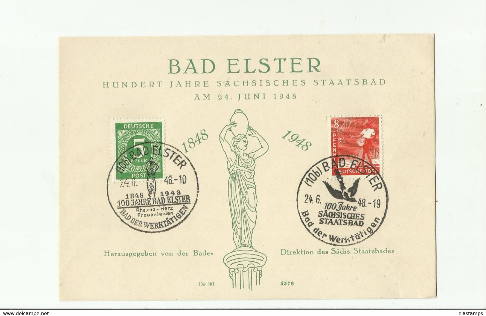 DP GS 1948 BAD  ELSTER Sst - Interi Postali