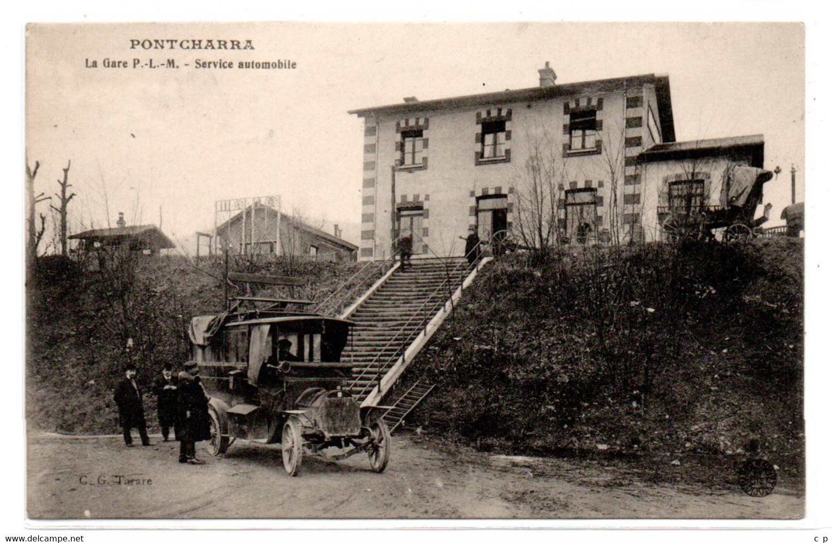 Pontcharra Sur Turdine -  La Gare PLM - Service Automobile -  Autobus  -  CPA°Rn - Pontcharra-sur-Turdine