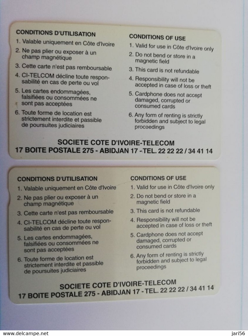 COTE DIVORE /IVOORKUST 2 CARDS 1000F GREEN/5000F ORANGE / AUTELCA     USED  CARDS   ** 9213** - Côte D'Ivoire