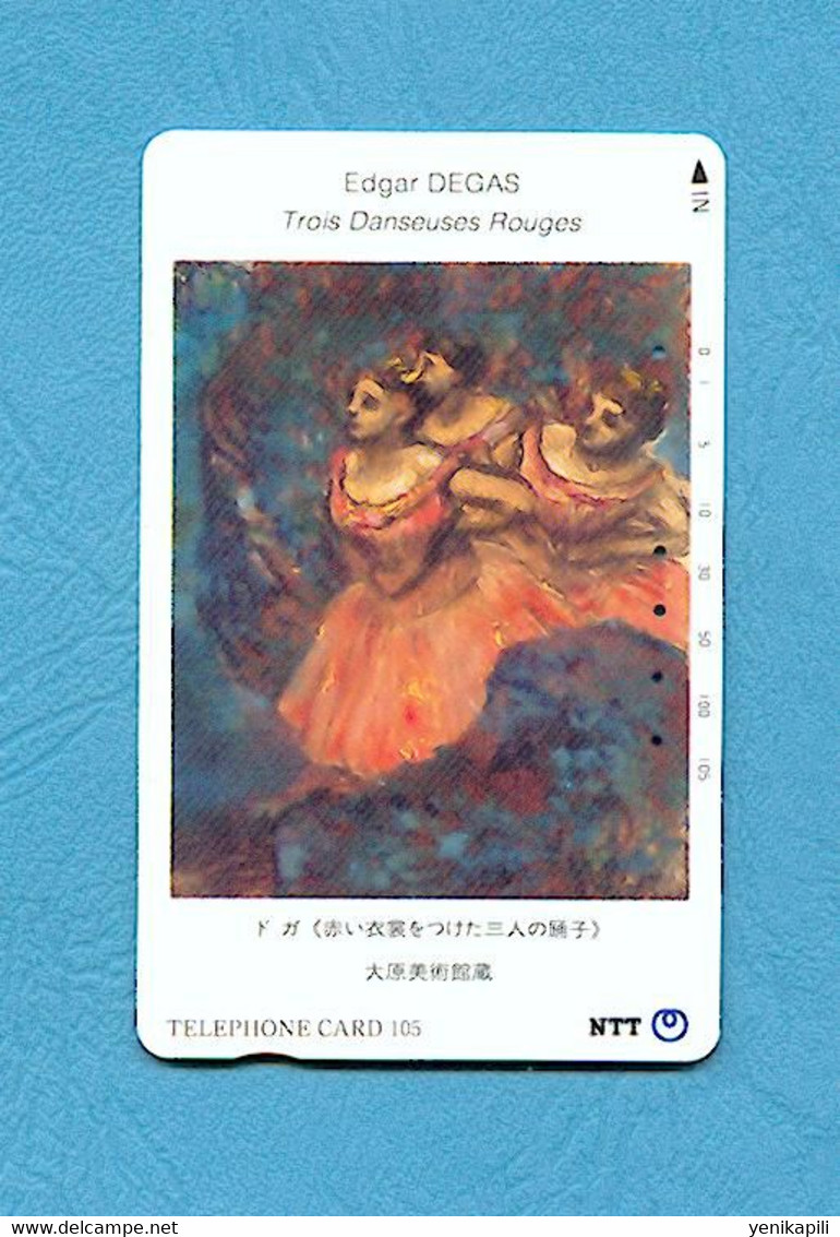 ( 5701 ) -  Télécarte  JAPON - Peinture - ( EDGAR DEGAS / Trois Danseuses Rouges ) - *** EC ***  - Voir Scan - - Schilderijen