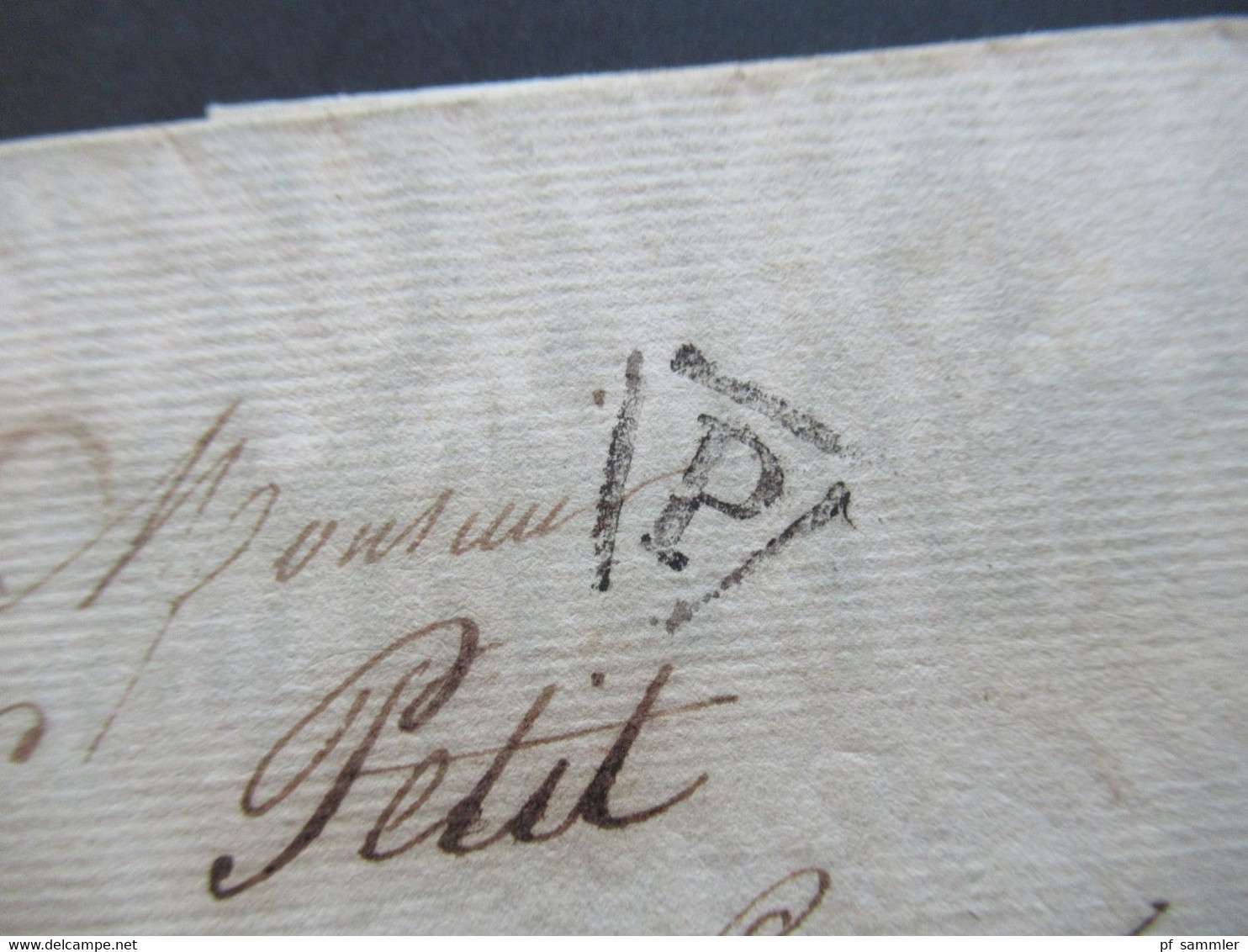 Um 1825 Rückseitig Roter Stempel / Monogramm Karl X. / Charles X. Krone Vorne Dreieckstempel P Faltbrief Paris - Nantes - Entry Postmarks