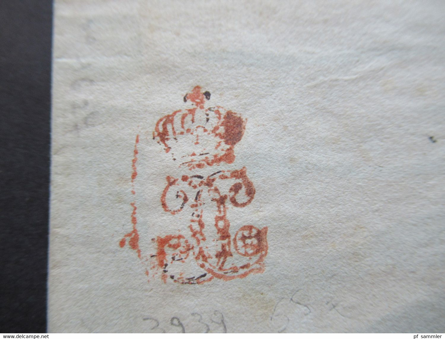 Um 1825 Rückseitig Roter Stempel / Monogramm Karl X. / Charles X. Krone Vorne Dreieckstempel P Faltbrief Paris - Nantes - Entry Postmarks