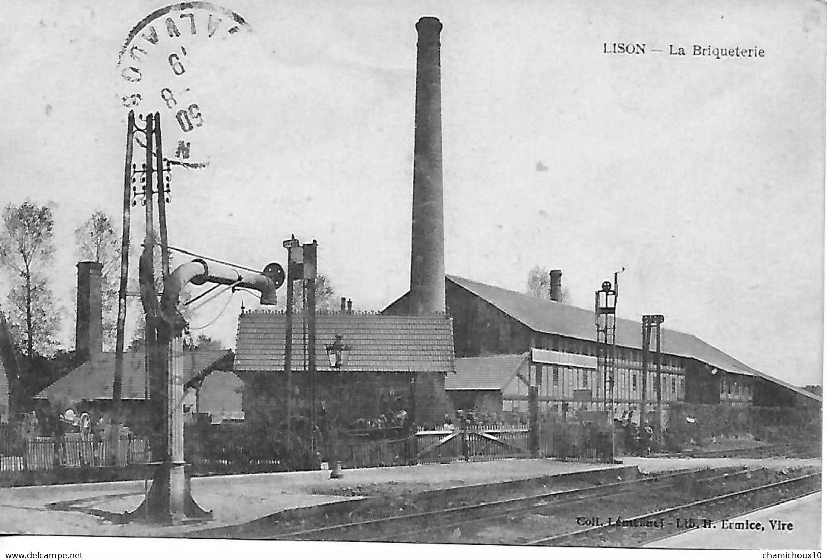 Cpa-LISON -14-Calvados- La BRIQUETERIE-avec Gare-coll.voir Bas Droit-écrite Voyagée Dos Vert-1919- - Industrie