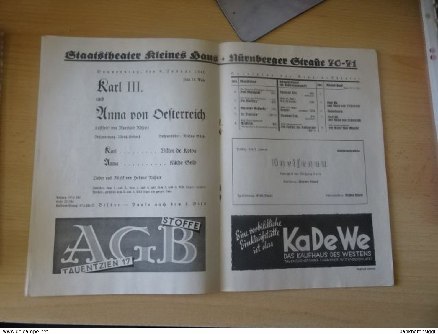 1 heft "Staats-Theater Berlin  "Kleines Haus  1939