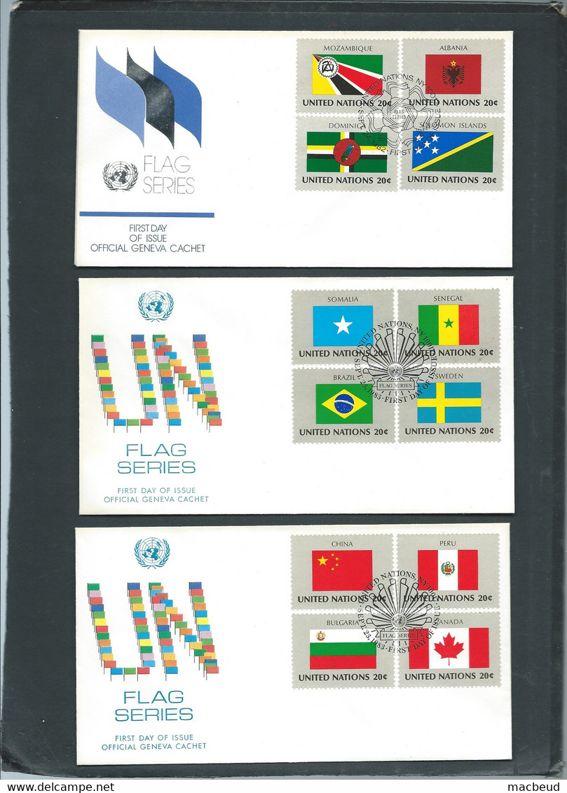 Nations Unies , United Nations Lcollection 8 Fdc Flag Série  ( 1984)   -  Ln338 - Colecciones & Series