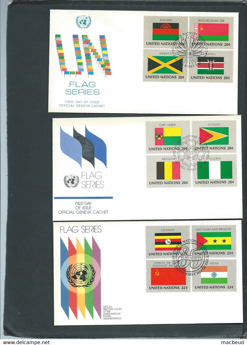 Nations Unies , United Nations Lcollection 8 Fdc Flag Série  ( 1984)   -  Ln338 - Collections, Lots & Séries