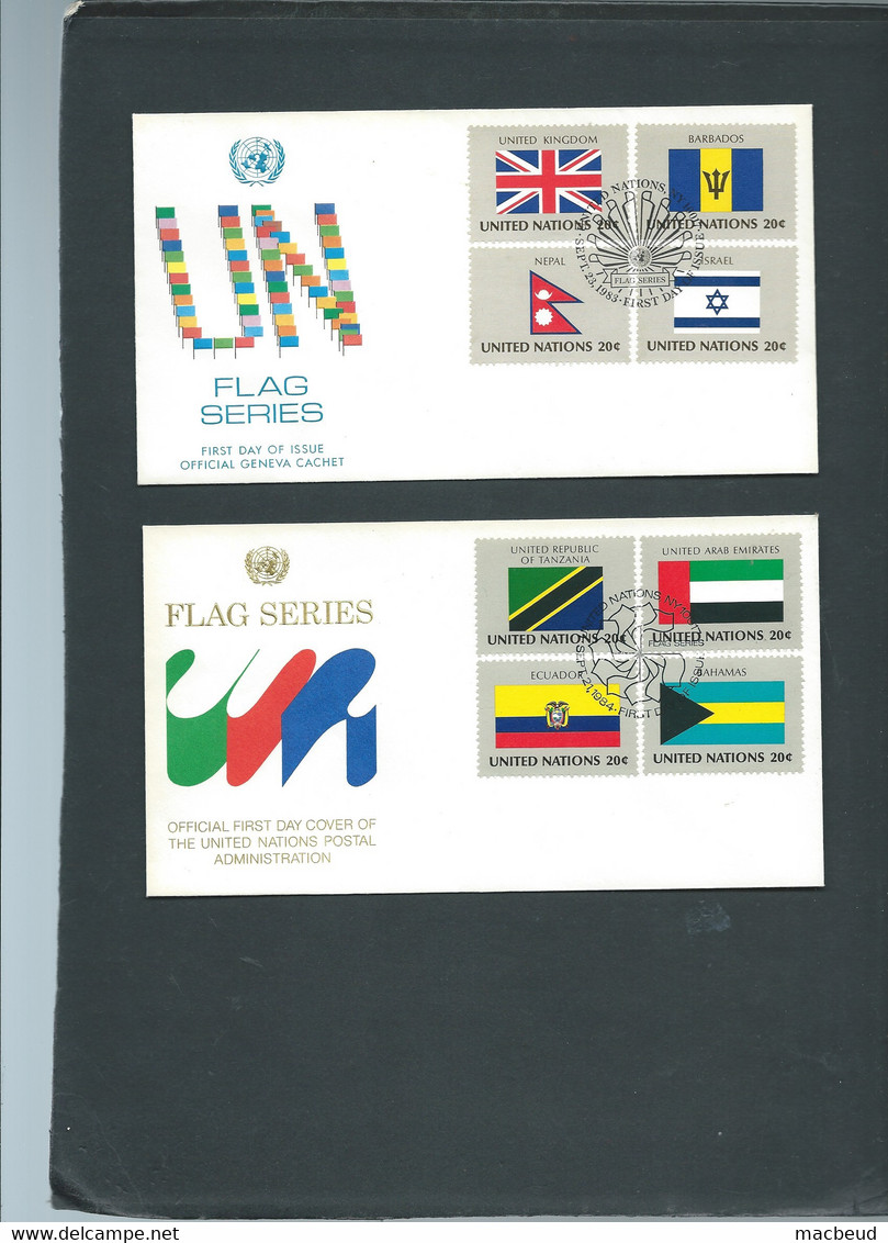 Nations Unies , United Nations Lcollection 8 Fdc Flag Série  ( 1984)   -  Ln338 - Verzamelingen & Reeksen