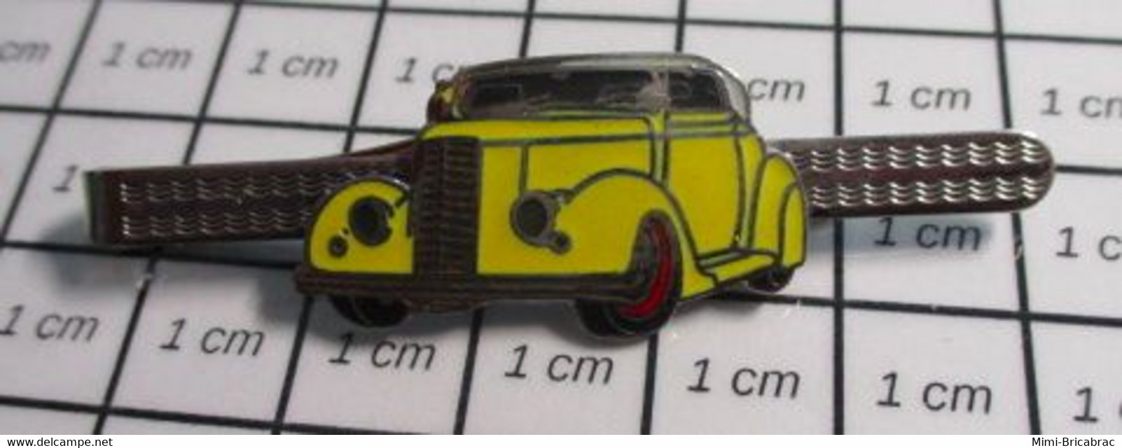 422 Etat Neuf : PINCE DE CRAVATE VOITURE JAUNE ANNNES 40/50 - Cuff Links & Studs