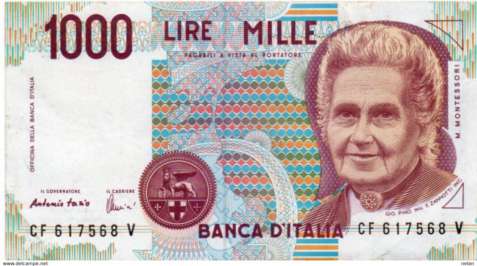 ITALIA  1000 LIRE - 1994 -MONTESSORI -  P-114  Circ. Xf - Firme: Antonio Fazio = Angelo Amici - 1.000 Lire