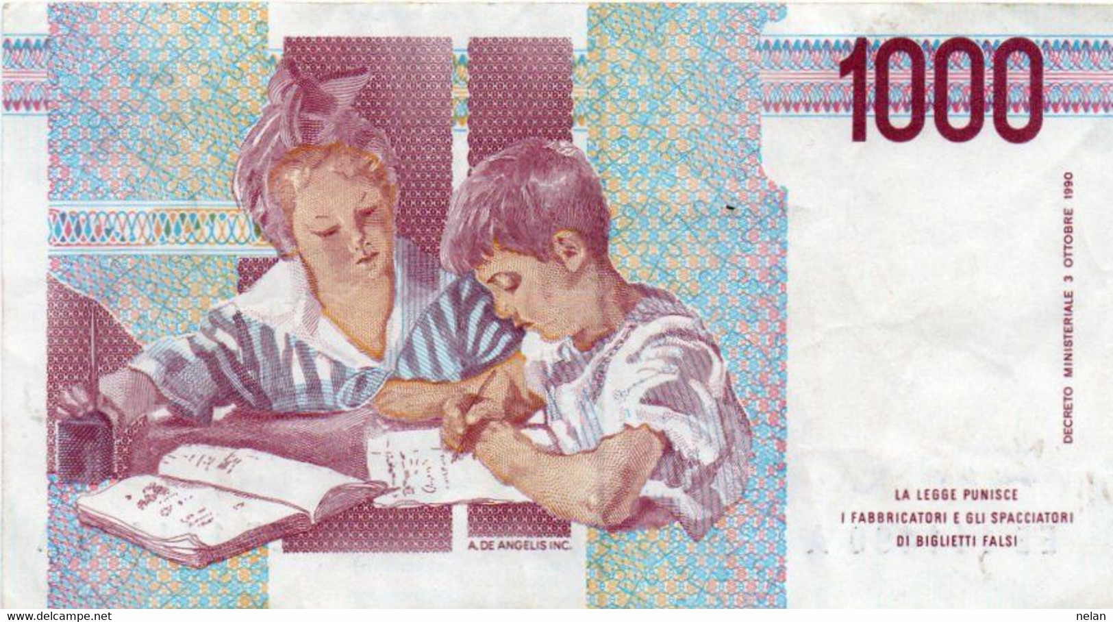 ITALIA  1000 LIRE - 1994 -MONTESSORI -  P-114  Circ. Xf - Firme: Antonio Fazio = Angelo Amici - 1000 Liras