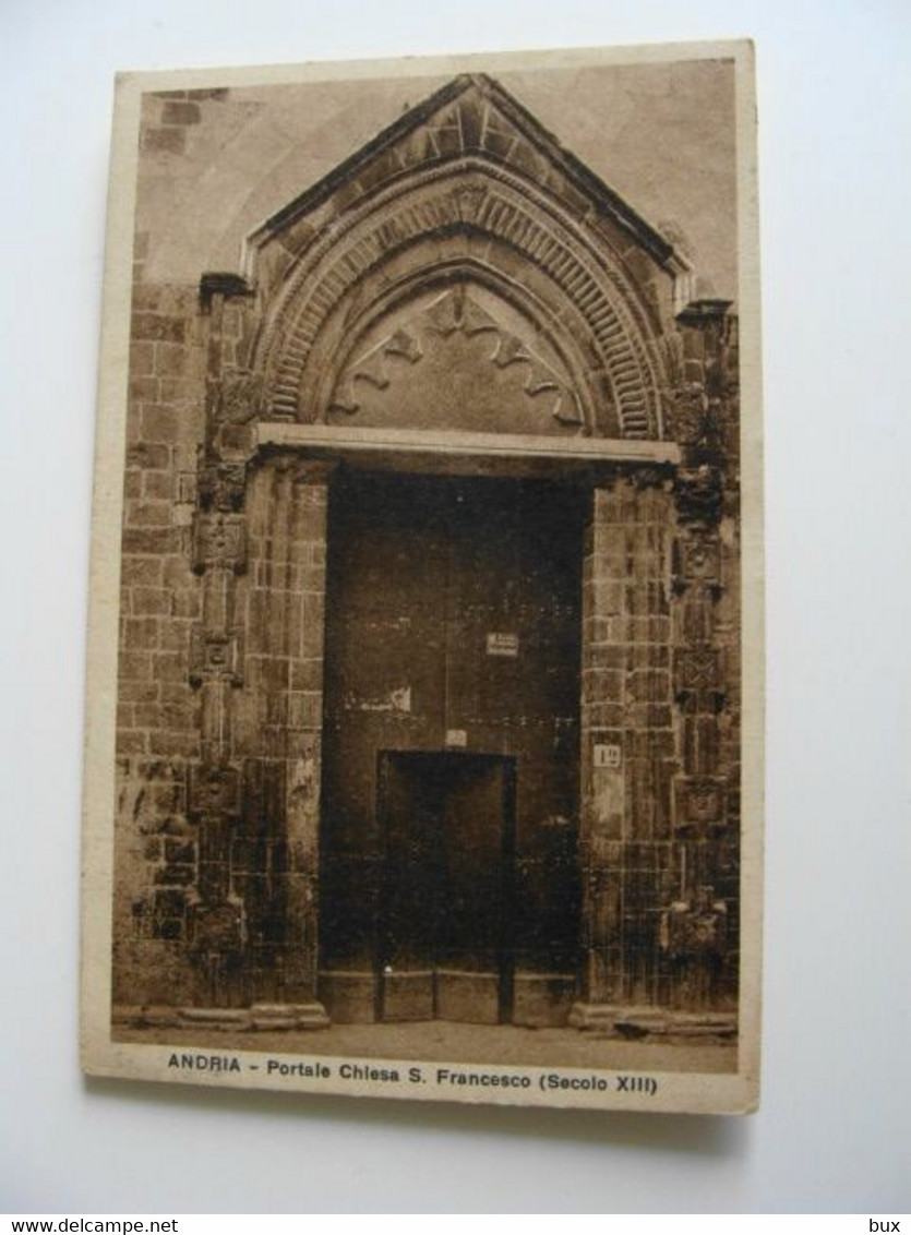 BARI-ANDRIA PORTALE CHIESA SAN FRANCESCO VIAGGIATA  COME DA FOTO  IMMAGINE OPACA FORMATO PICCOLO - Andria