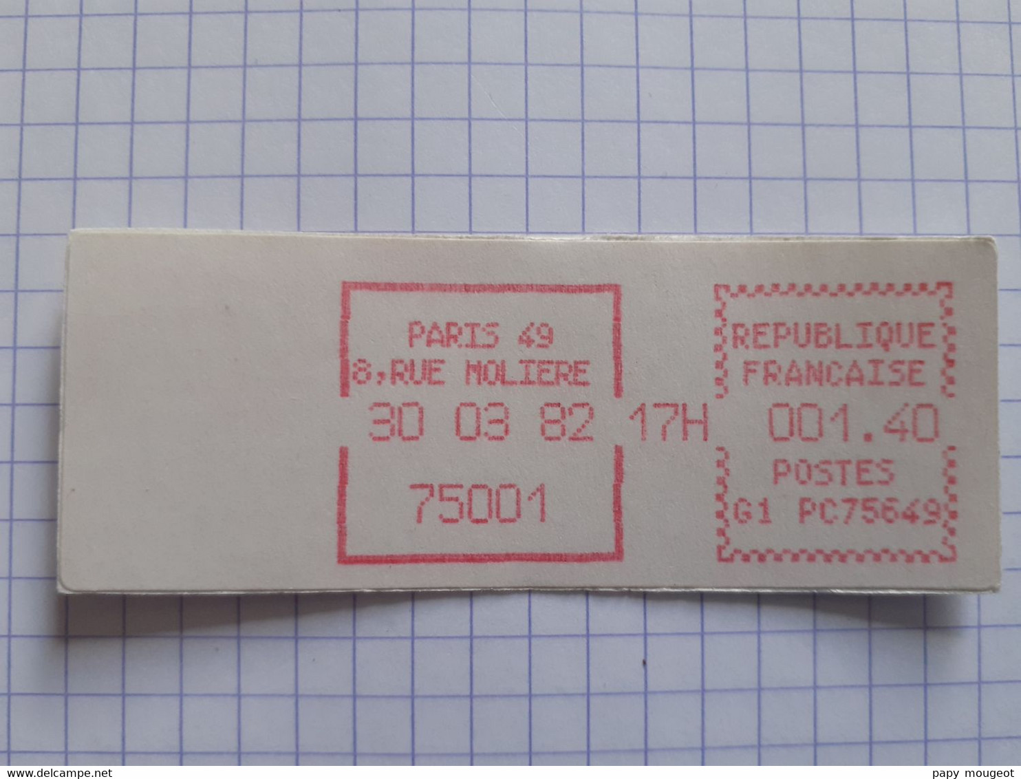 Paris 49 8, Rue Molière 75001 - 30-03-82 - G1 PC 75649 Tarif 1.40 - 1981-84 LS & LSA Prototypen