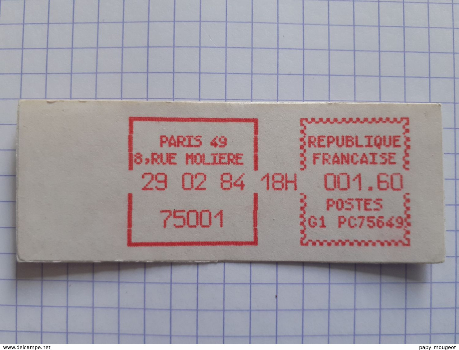 Paris 49 8, Rue Molière 75001 - 29-02-84 - G1 PC 75649 Tarif 1.60 - 1981-84 LS & LSA Prototypen