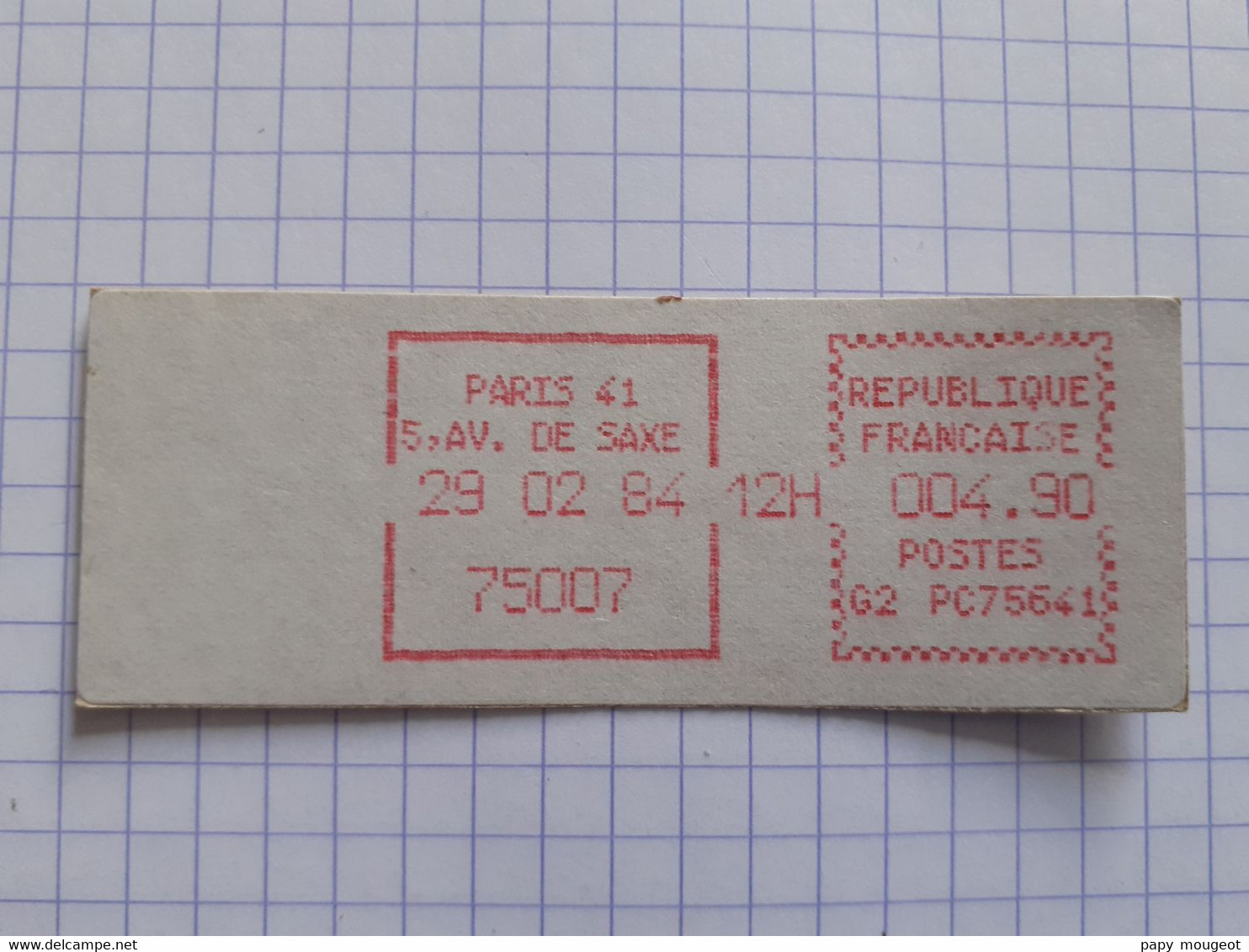 Paris 41 5, Av. De Saxe 75007 - 29-02-84 - G1 PC 75641 Tarif 4.90 - 1981-84 Types « LS » & « LSA » (prototypes)