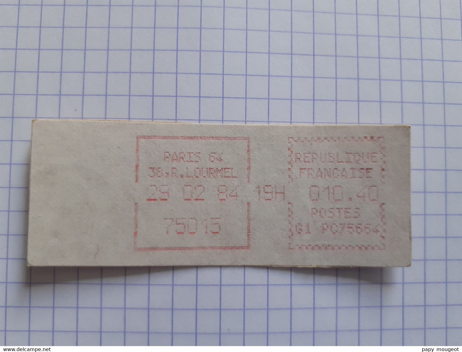 Paris 64 38, R. Lourmel 75015 - 29-02-84 - G1 PC 75664 Tarif 10.40 - 1981-84 Types « LS » & « LSA » (prototypes)