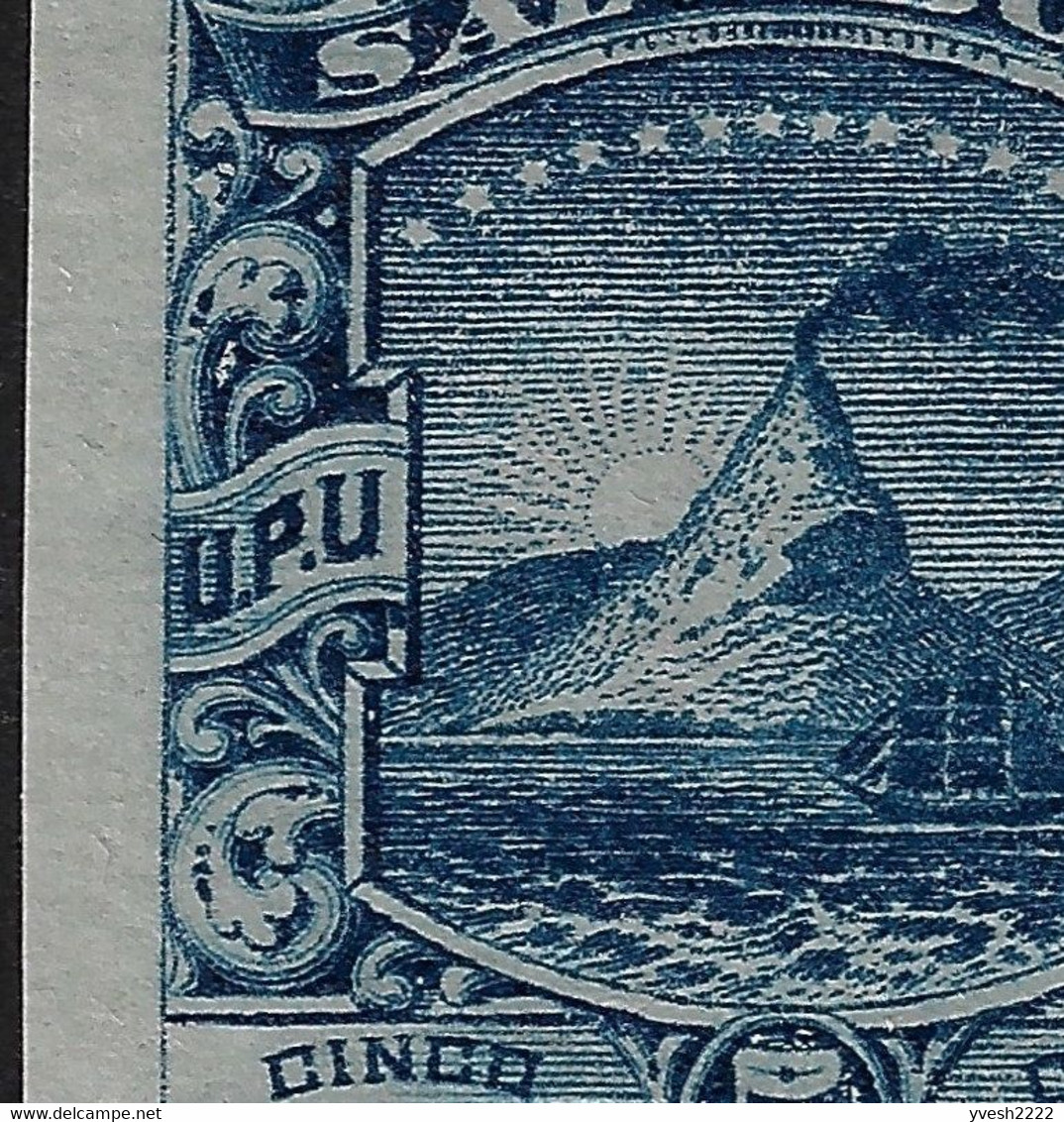 El Salvador 1896 Y&T 135B. Essai Non Dentelé En Bloc De 4. Série Courante, UPU, Volcan San Miguel Ou Chaparrastique - Volcans