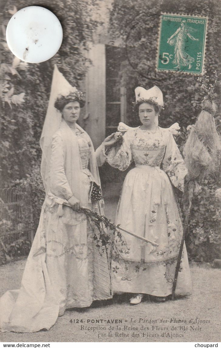 29 - Très Belle Carte Postale Ancienne De PONTAVEN  Le Pardon Des Fleurs D'Ajoncs Réception De La Reine - Pont Aven