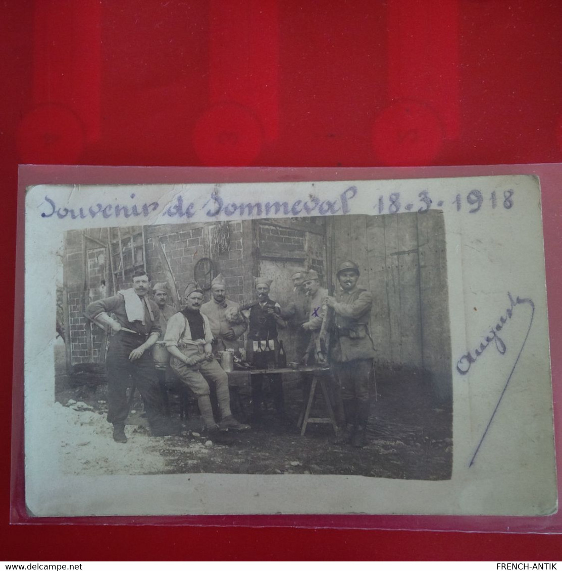 CARTE PHOTO SOUVENIR DE SOMMEVAL AUBE ? SOLDAT 1918 - Sonstige & Ohne Zuordnung