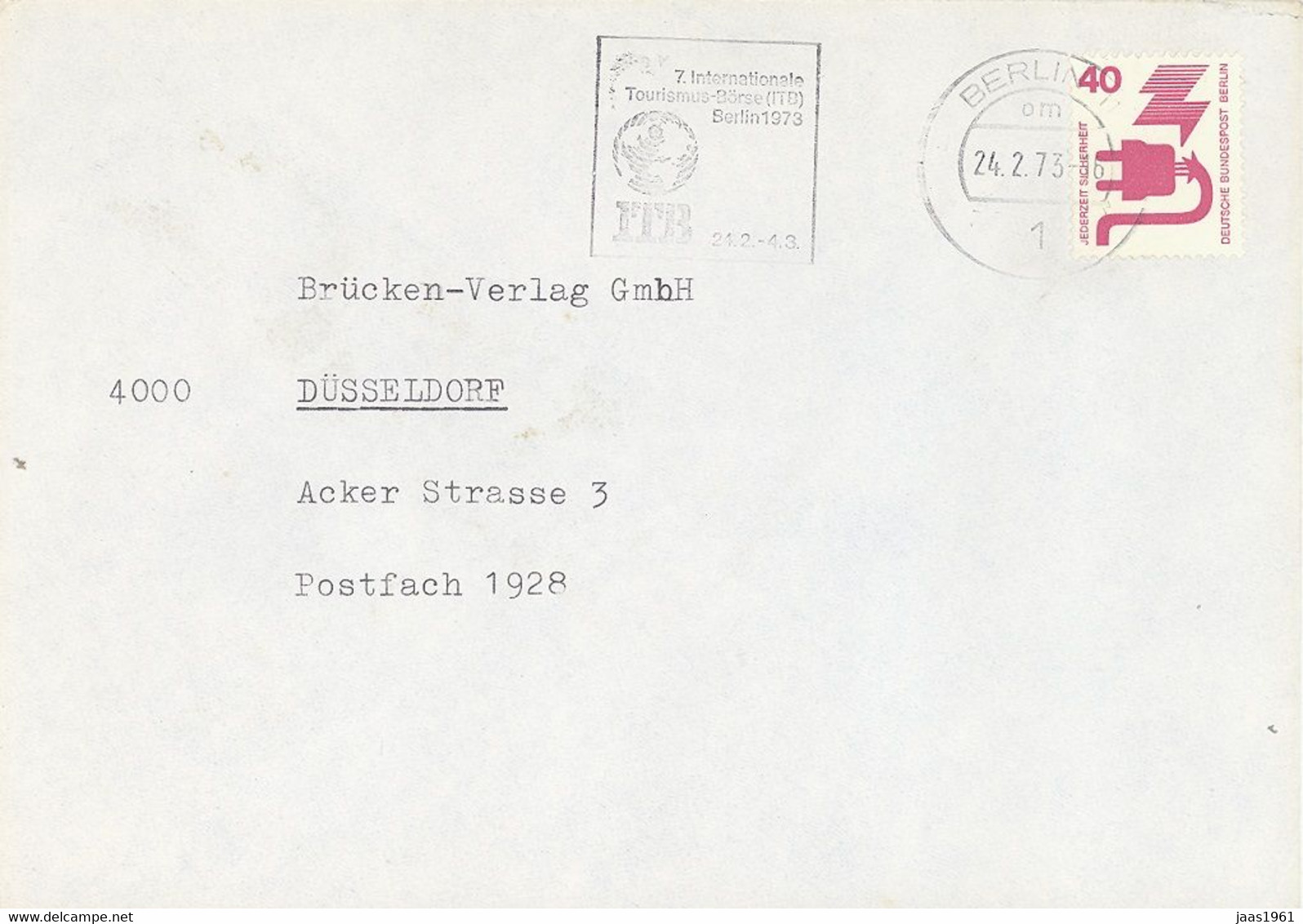 GERMANY. BERLIN. POSTMARK 1973 - Machines à Affranchir (EMA)