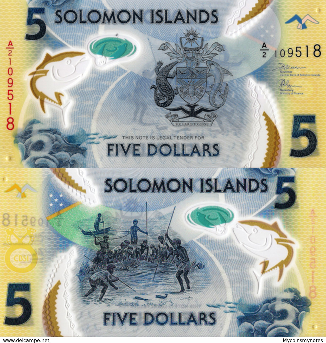 SOLOMON ISLAND, 5 DOLLAR, 2019, P-NEW, Polymer, UNC - Isola Salomon