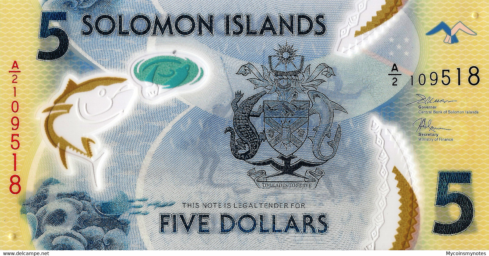 SOLOMON ISLAND, 5 DOLLAR, 2019, P-NEW, Polymer, UNC - Isla Salomon