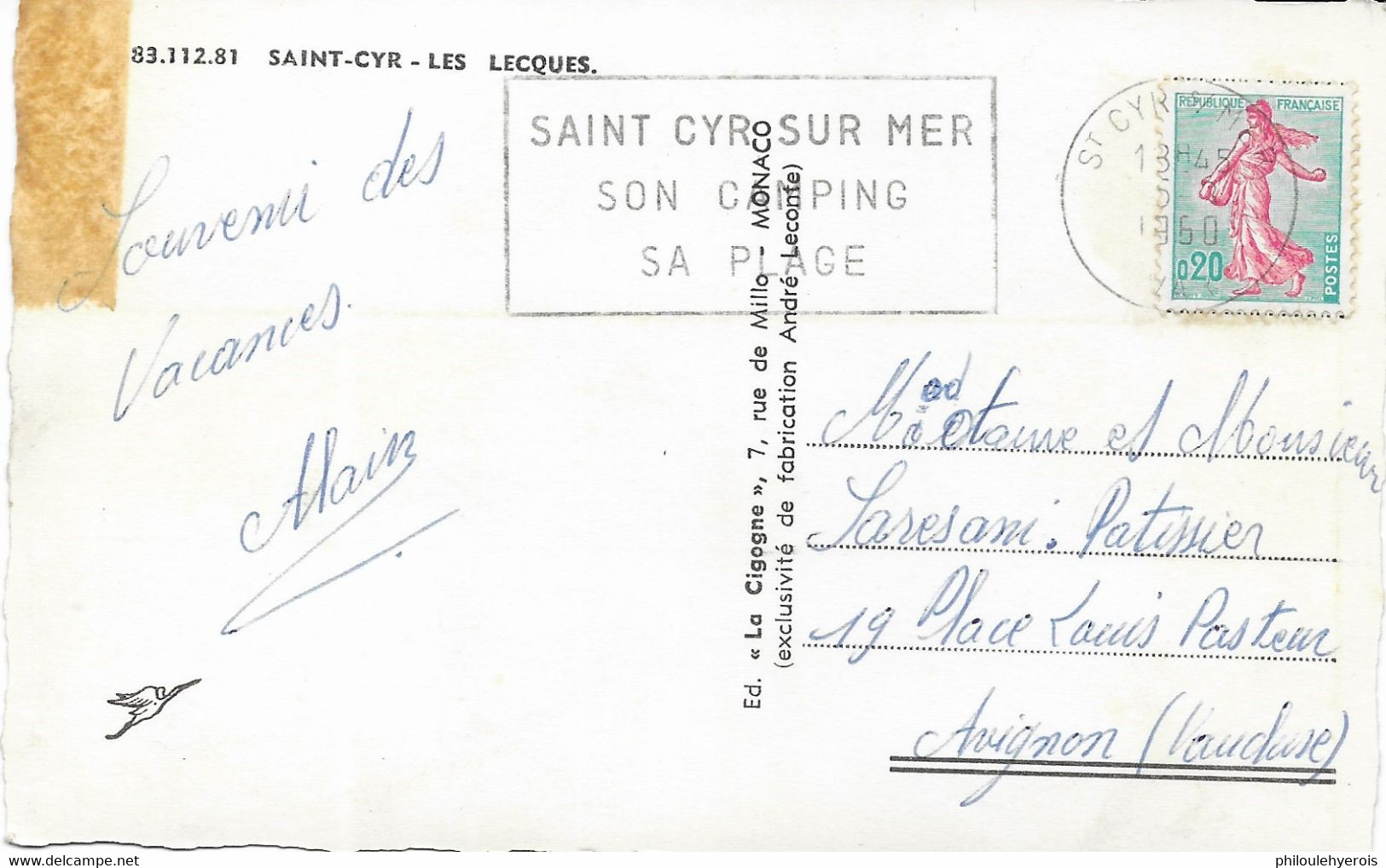 CPA 83 SAINT CYR LES LECQUES 1960 Belle Oblitération - Saint-Cyr-sur-Mer