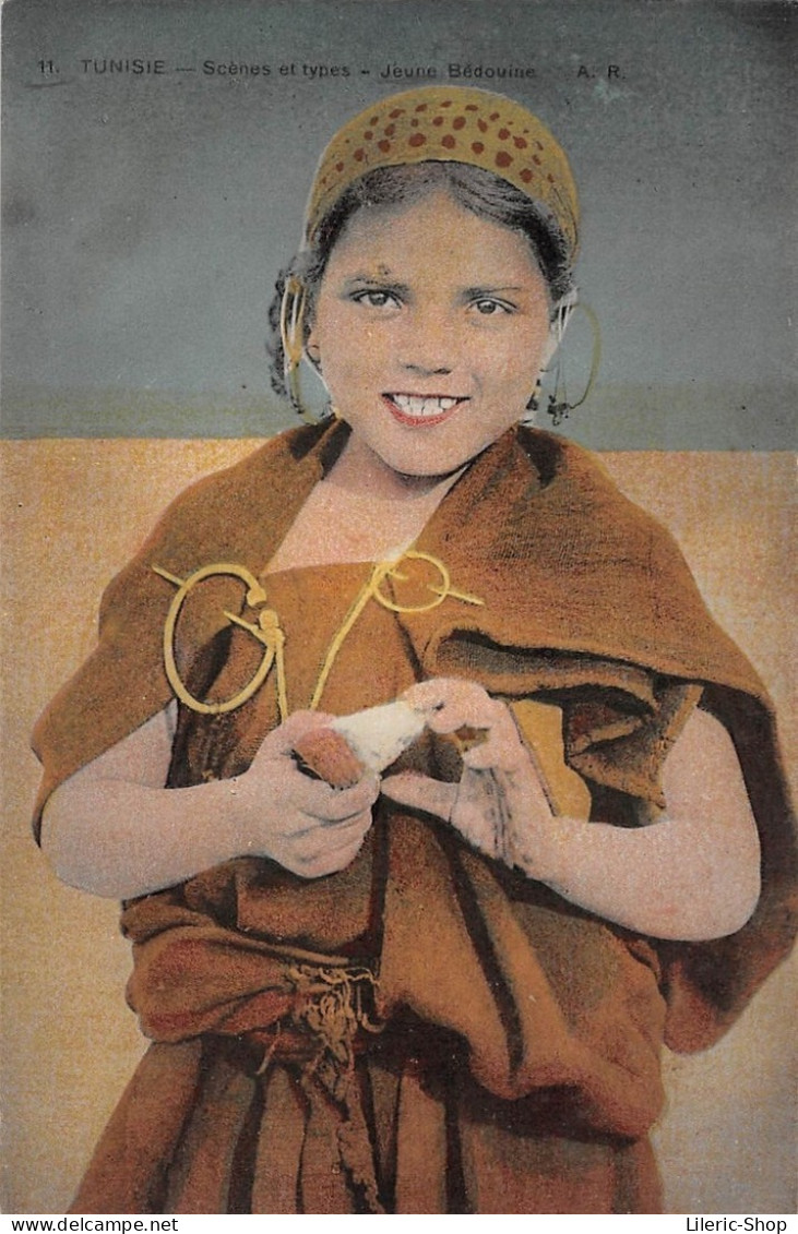 SCÈNES ET TYPES CPA 1927 - JEUNE BÉDOUINE # ENFANT CHILD FILLETTE LITTLE GIRL ▬ ÉDIT. A.R - Tunisie