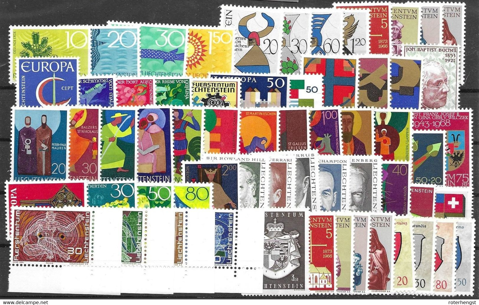 Liechtenstein Mnh ** Vast Collection Complete Sets From 60ths LOW START Over 60 Stamps - Collections