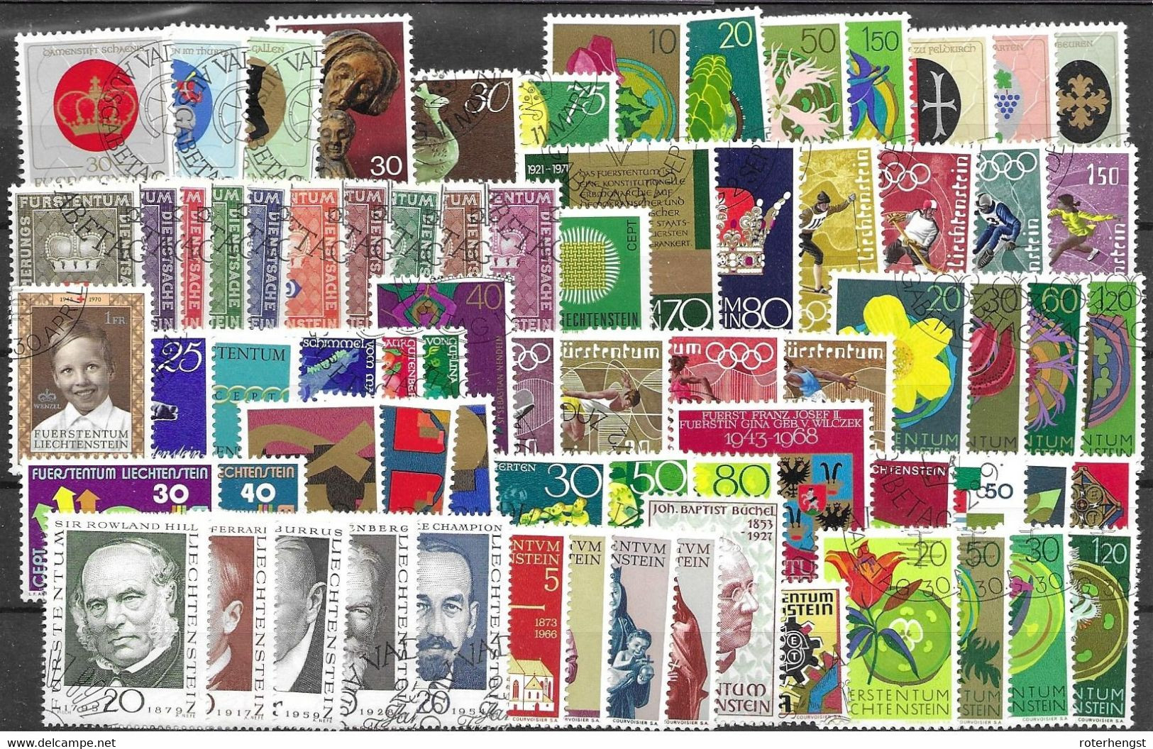 Liechtenstein Cancelled Vast Collection Complete Sets From 60ths LOW START 73 Stamps - Verzamelingen