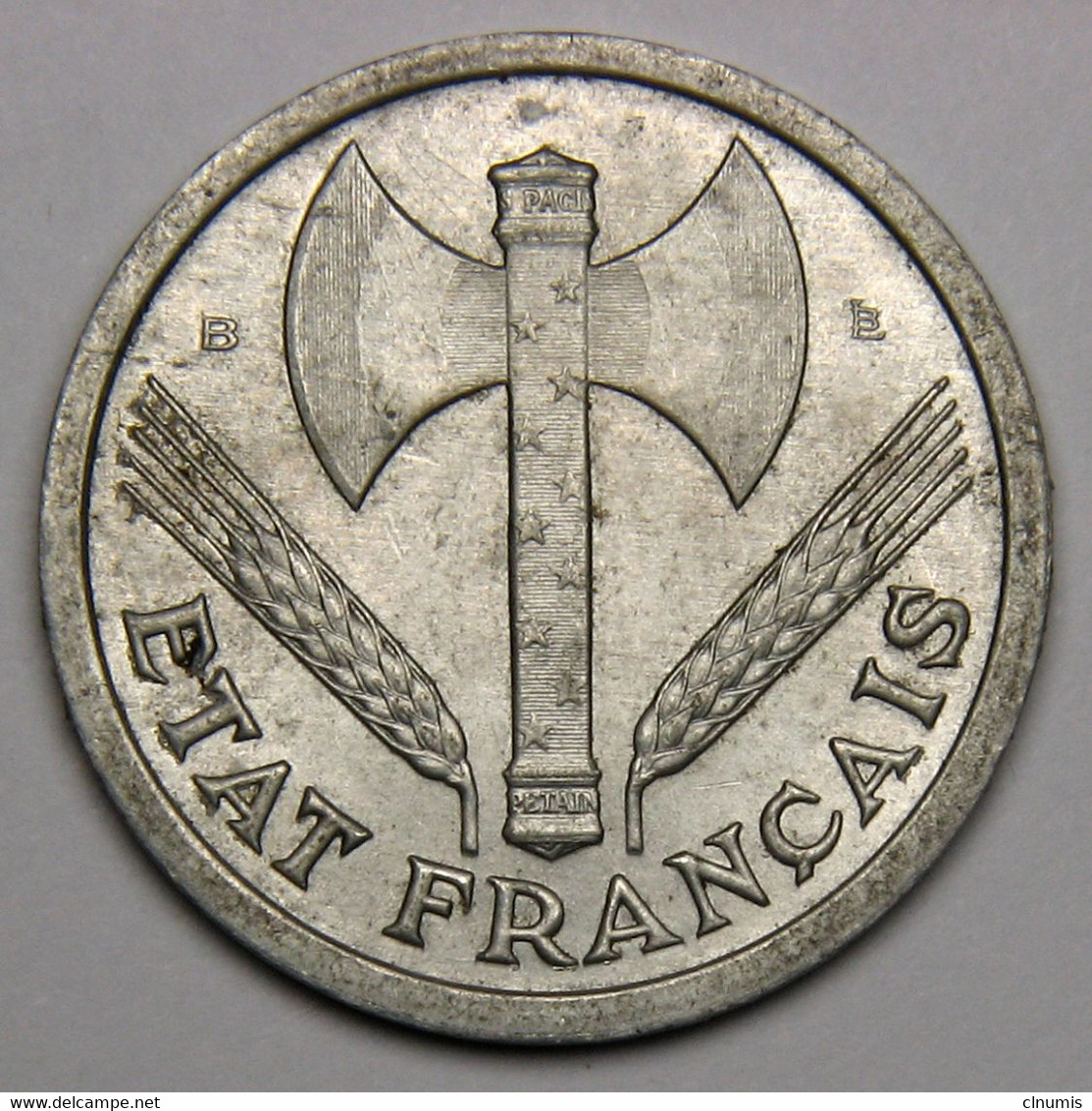 RARE 2 Francs Francisque, 1943 B (Beaumont-le-Roger), Aluminium - Etat Français - 2 Francs