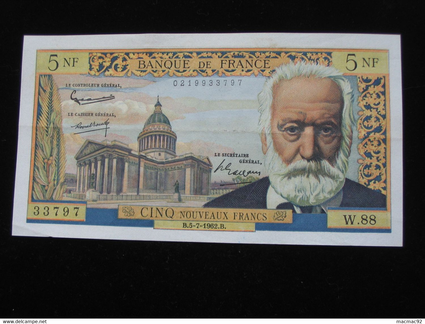 Superbe Billet  - 5 Nouveaux Francs  VICTOR HUGO 5-7-1962   **** EN ACHAT IMMEDIAT **** - 5 NF 1959-1965 ''Victor Hugo''