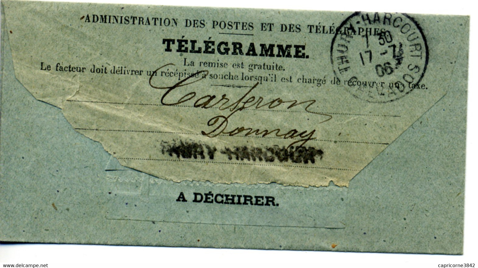 1906 - Télégramme N° 701 - Message Venant De Paris - Telegramas Y Teléfonos