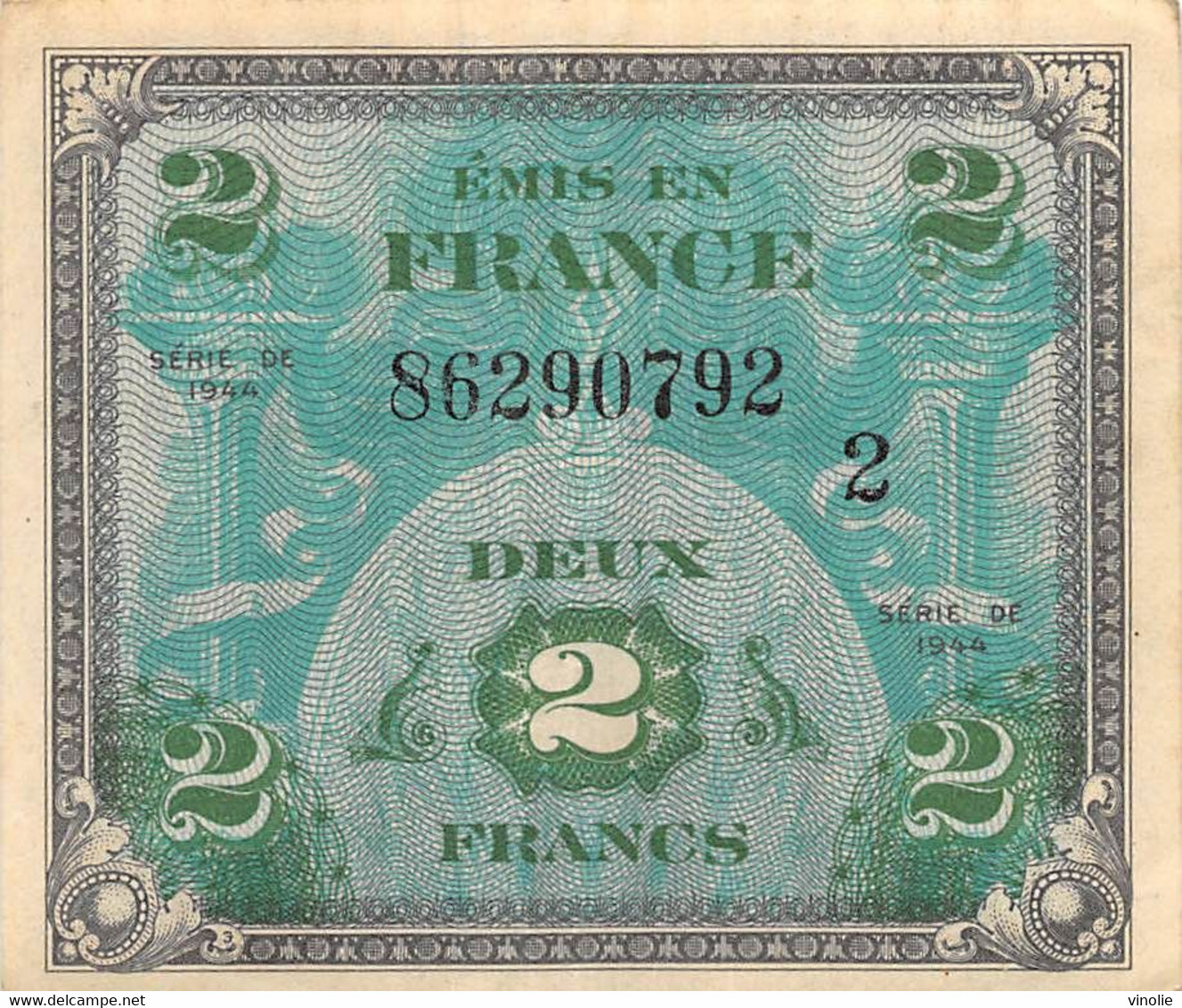 22-1851 : BILLET 2 FRANCS  EMIS EN FRANCE - 1944 Flag/France