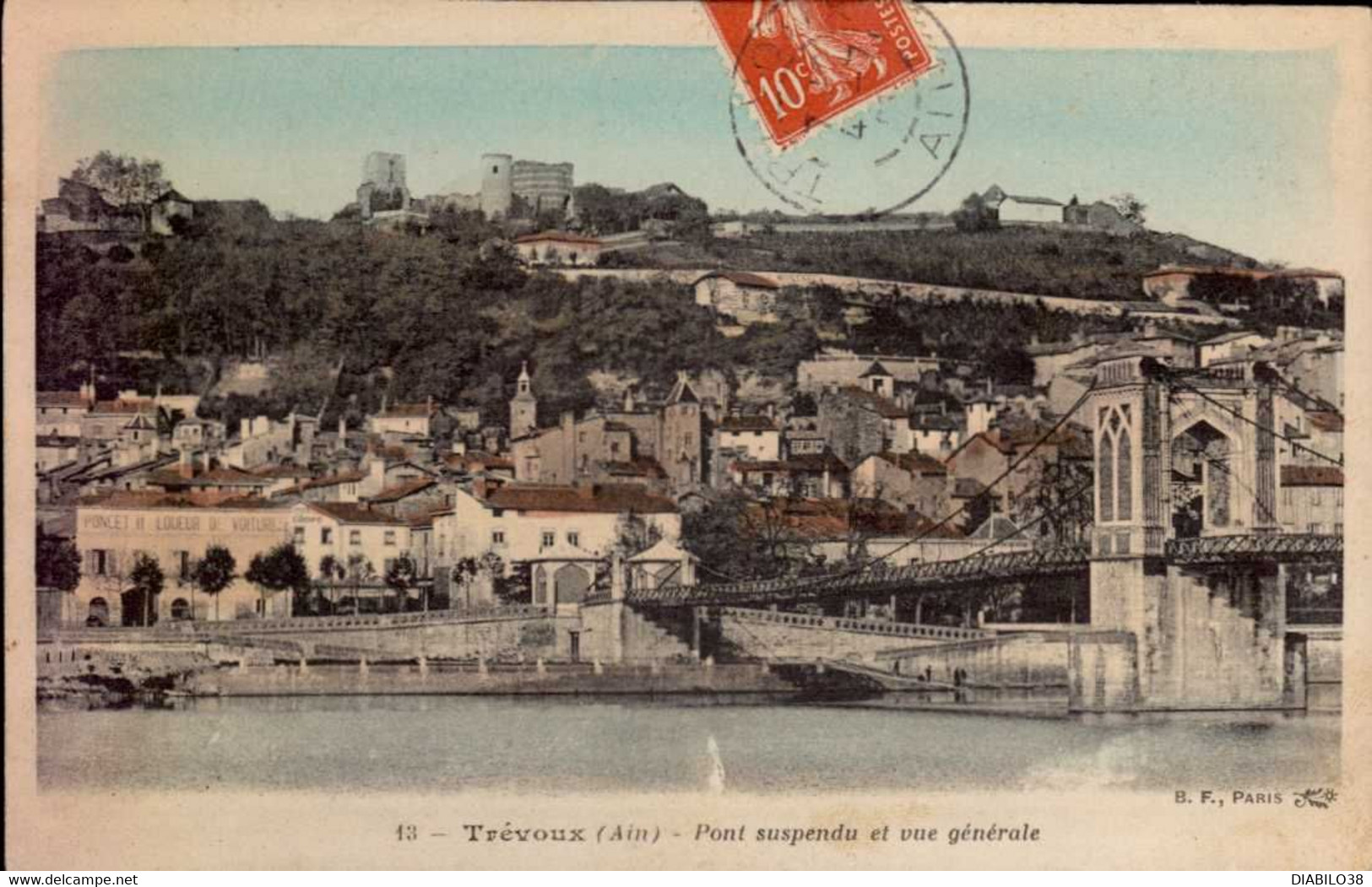 TREVOUX   ( AIN ) PONT SUSPENDU ET VUE GENERALE - Trévoux