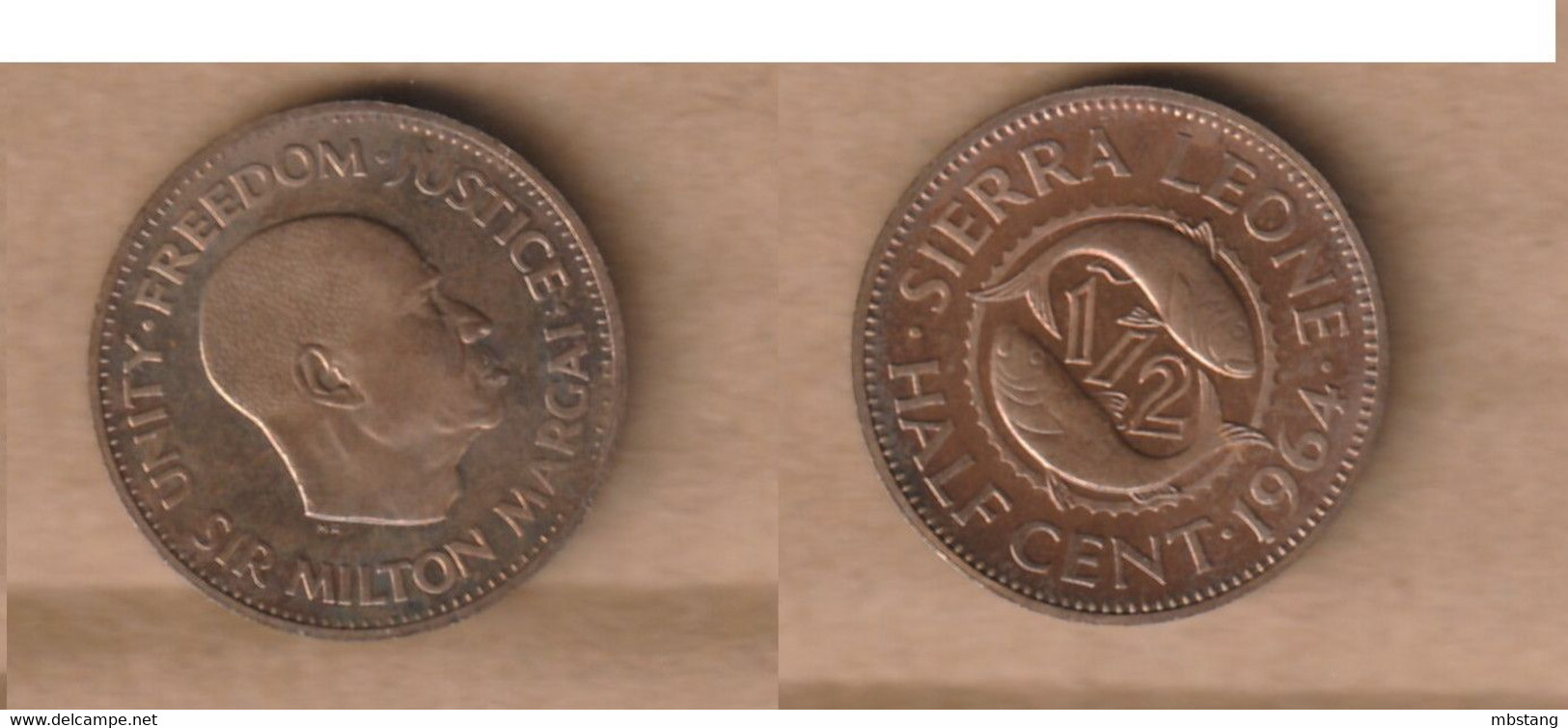 SIERRA LEONA ½ Cent 1964 Bronze • 2.85 G • ⌀ 20.3 Mm KM# 16 - Sierra Leone