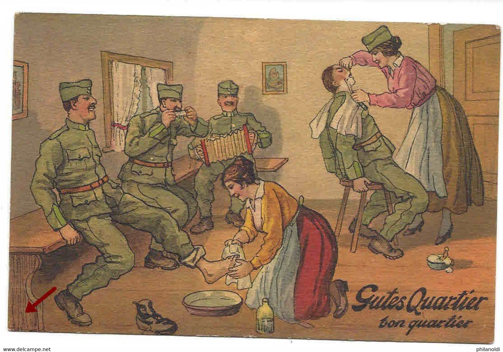 Humour Militaire. Militaires Qui Se Font Laver Les Pieds Et Raser Par Des Femmes. Gutes Quartier. Militärischer Humor. - Risch-Rotkreuz