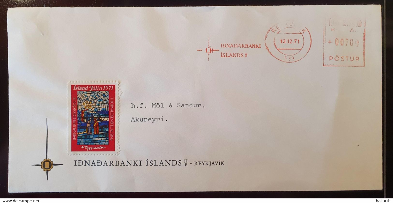 Iceland / Islande Christmas Cover, Metered From Reykjavík 1971  #220014 - Brieven En Documenten