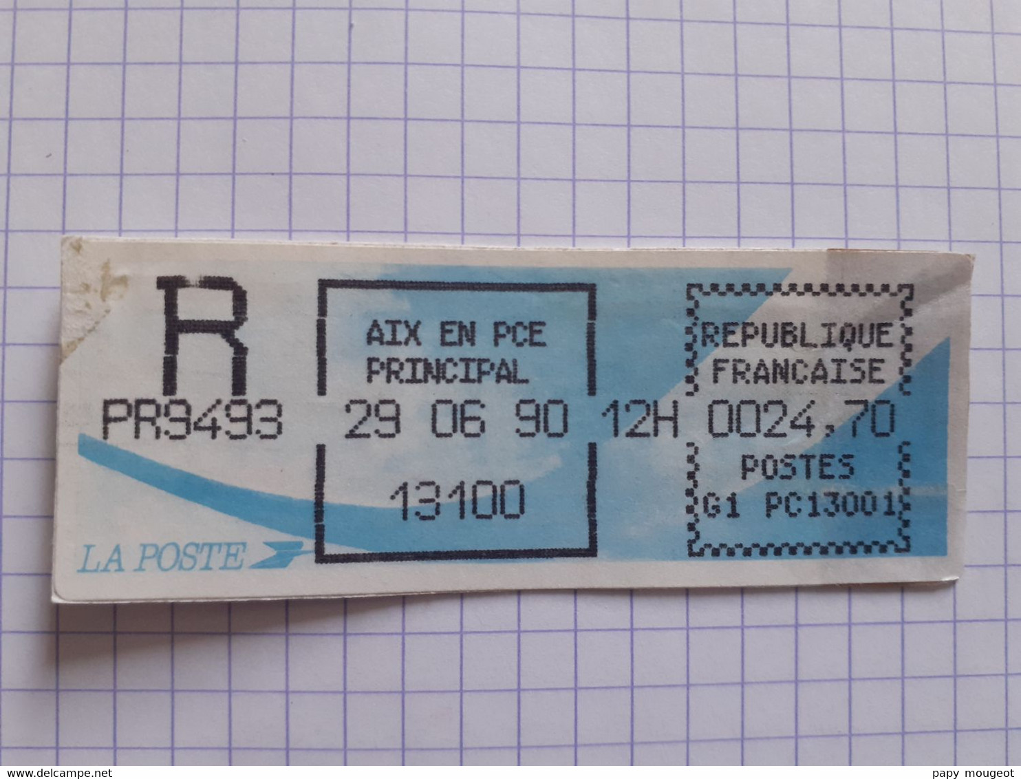 AIX EN PCE PRINCIPAL 13100 - 29-06-90 - G1 PC13001 Tarif 24.70 R PR9493 - Impression Encre Noire - 1985 « Carrier » Paper