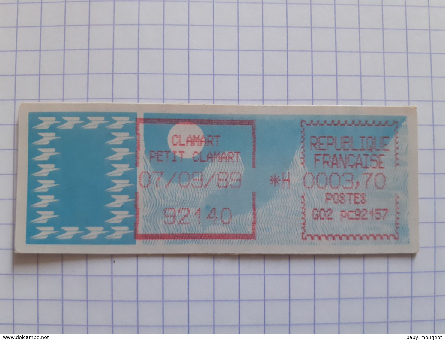 Clamart Petit Clamart 92140 - 07-09-89 - G02 Pc92157 Tarif 3,70 - Sans Heure De Levée - 1985 « Carrier » Papier