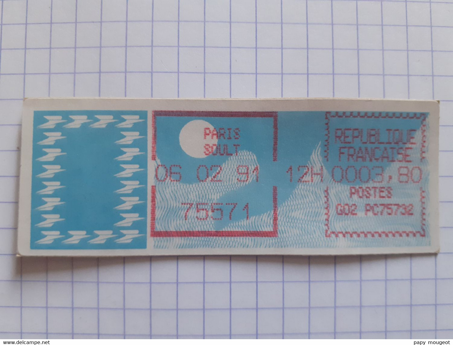 Paris Soult 75571 - 06-02-91 - G02 PC75732 Tarif 3.80 - 1985 « Carrier » Paper