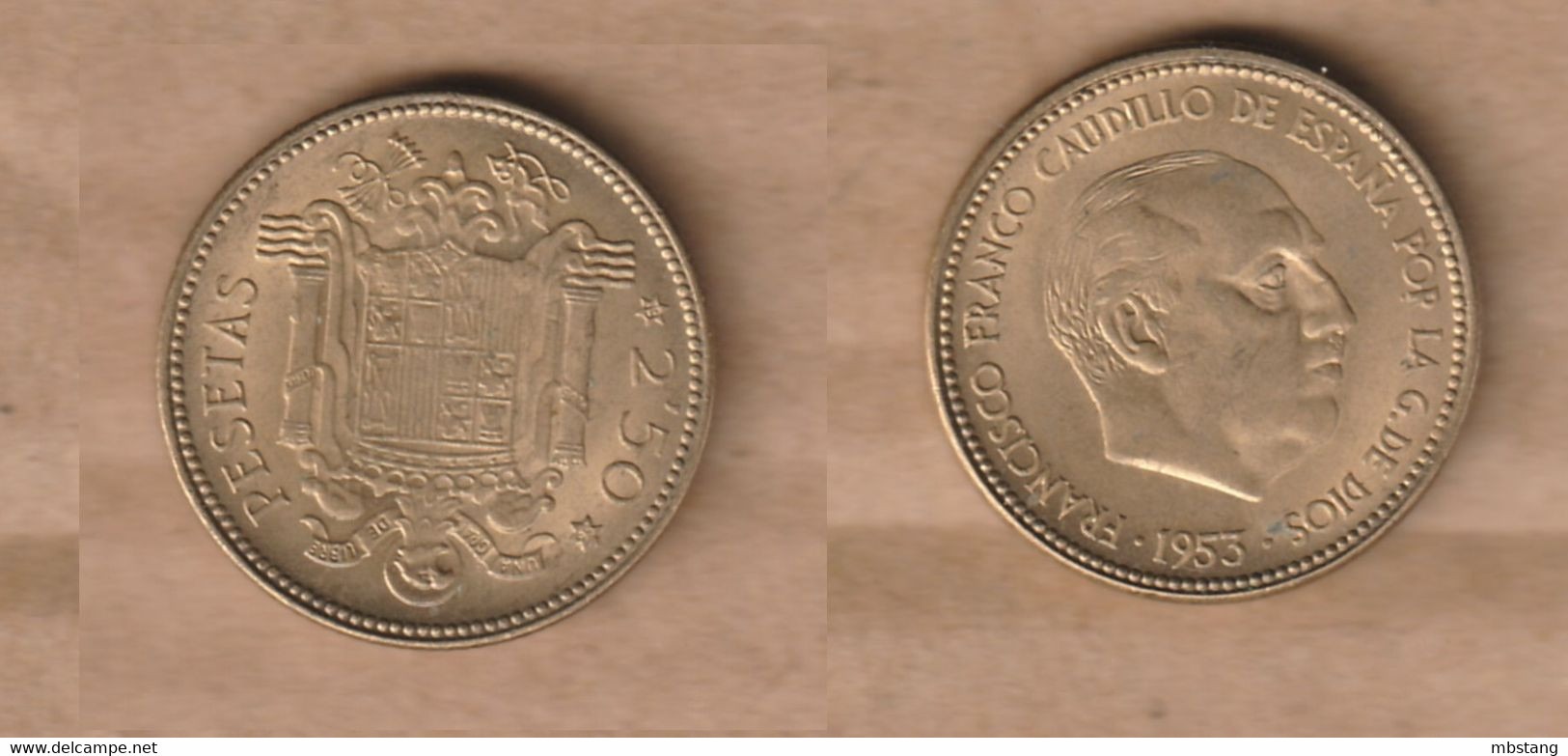 ESPAÑA 2½ Pesetas - Francisco Franco 1953   • 7 G •  25.5 Mm KM# 785, - Otros & Sin Clasificación